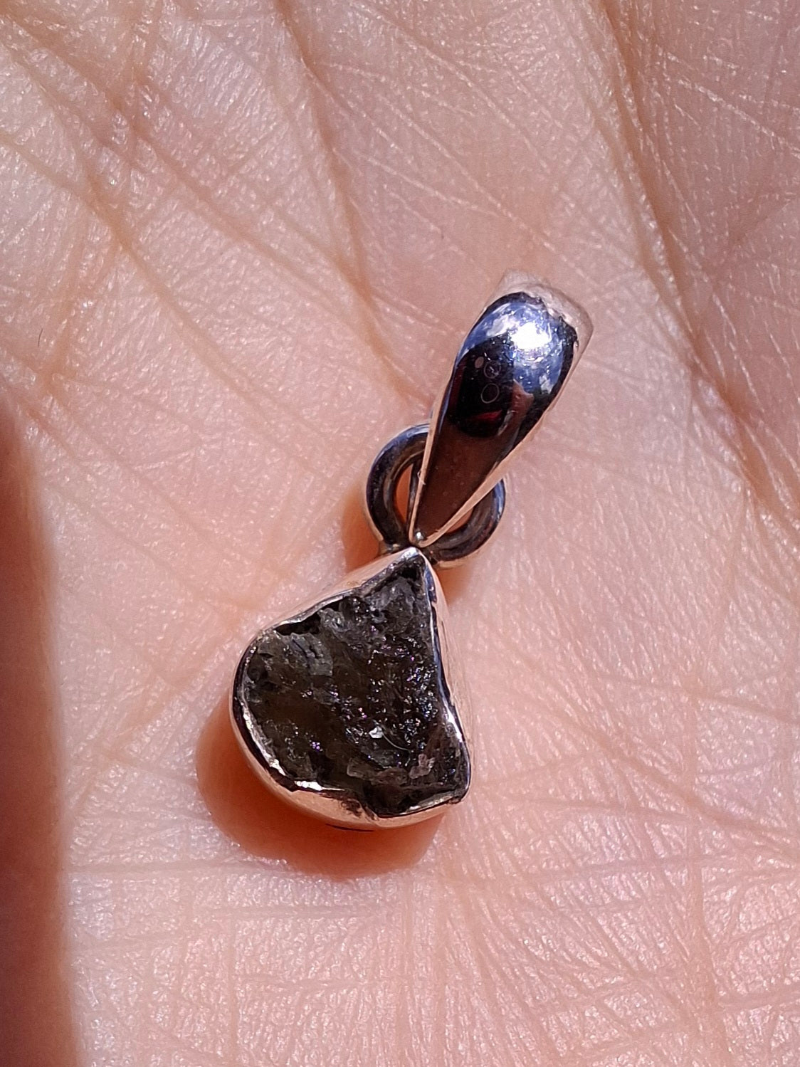 Moldavite Pendant, 925 Silver, Tektite (Ref: P85)