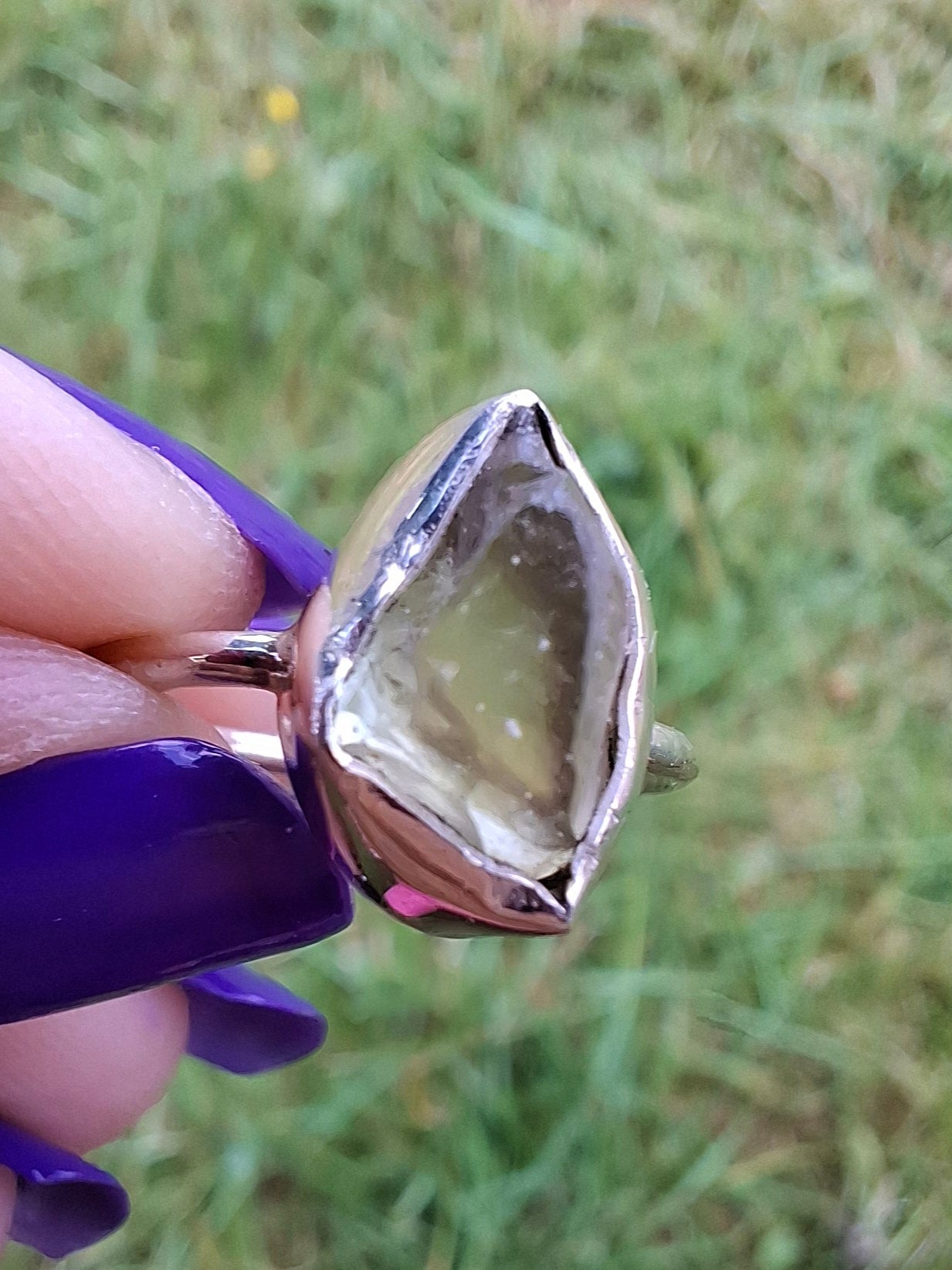 Libyan Desert Glass Ring, size large K/small L, 925 Silver, Tektite (Ref: LR17)