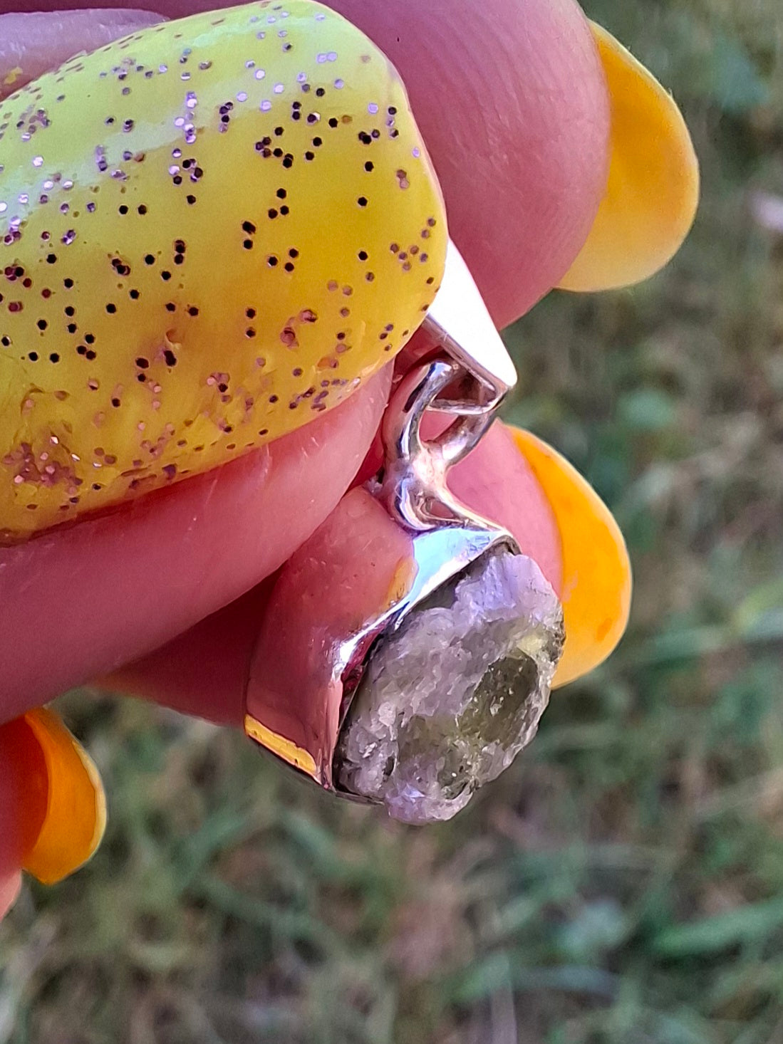 Green Tourmaline Pendant, 925 Silver, Crystal (Ref: GT2)