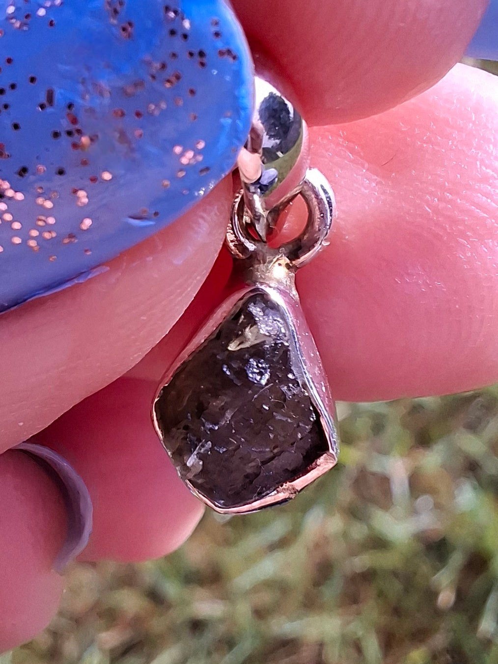 Moldavite Pendant, 925 Silver, Tektite (Ref: P29)