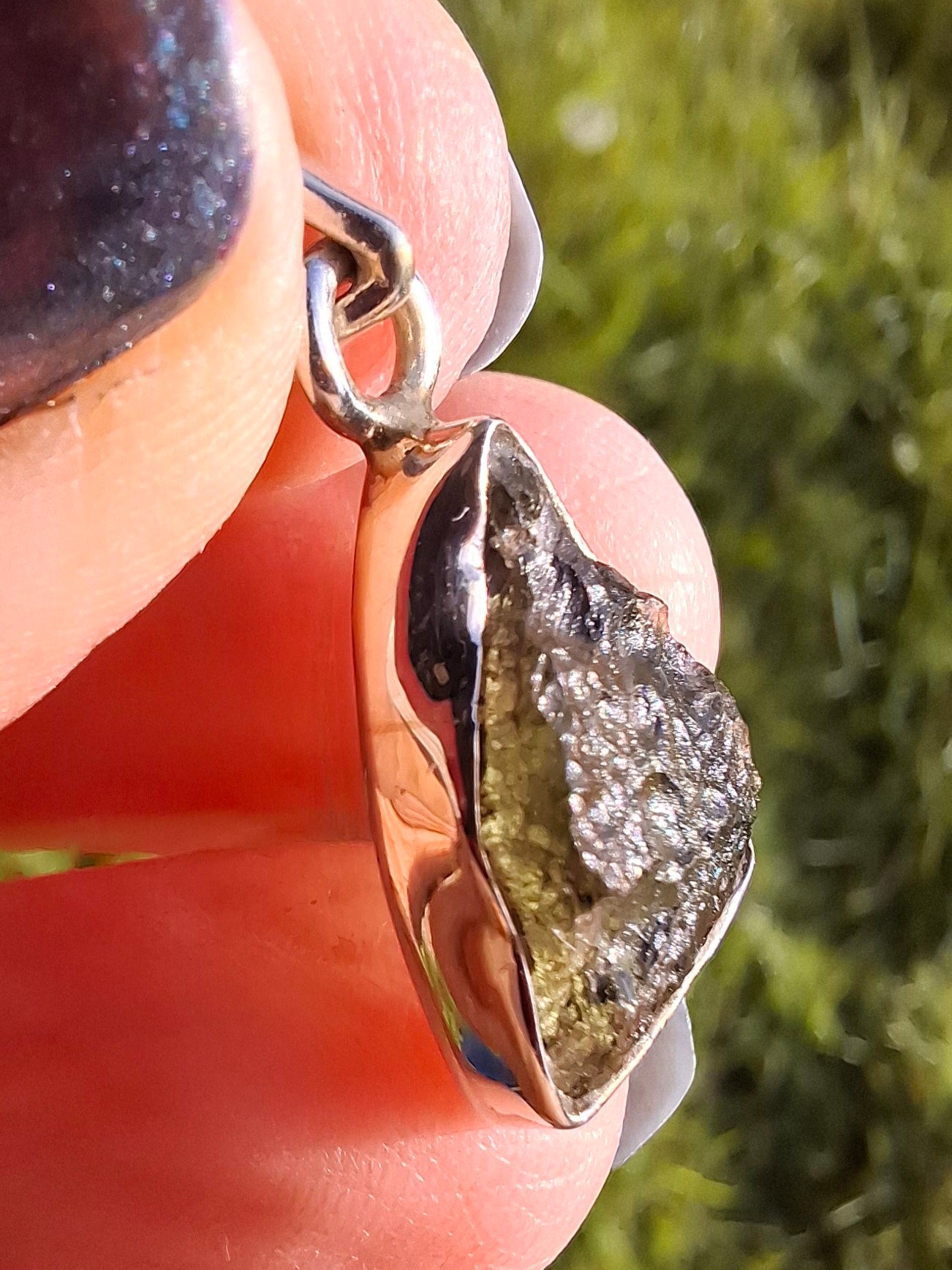 Moldavite Pendant, 925 Silver, Tektite (Ref: P12)