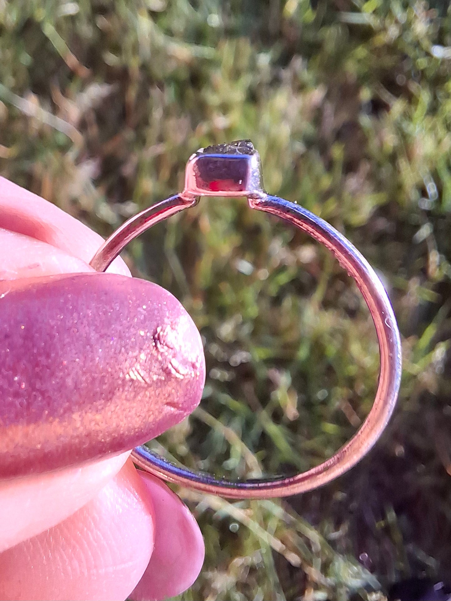 Moldavite Ring, size large R/small S, 925 Silver, Tektite (Ref: R65)