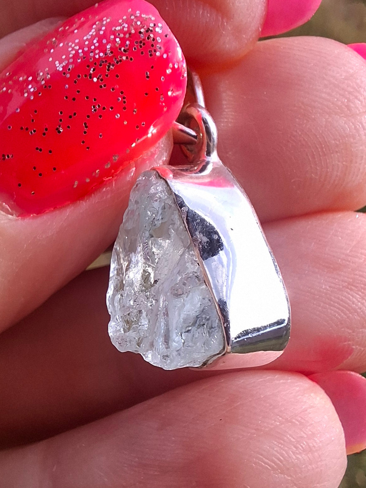 Aquamarine Pendant, 925 Silver, Crystal (Ref: AQ14)