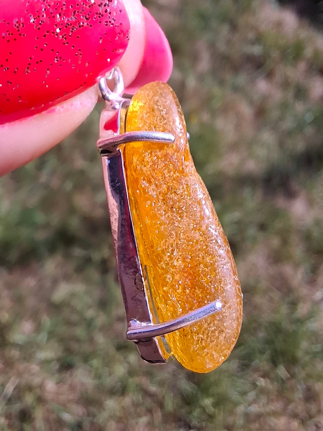 Baltic Amber Pendant, 925 Silver, Fossil (Ref: AP9)