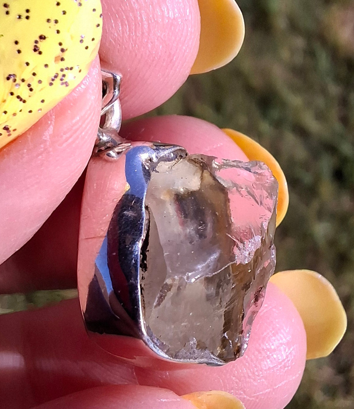 Libyan Desert Glass Pendant, 925 Silver, Tektite (Ref: LP113)