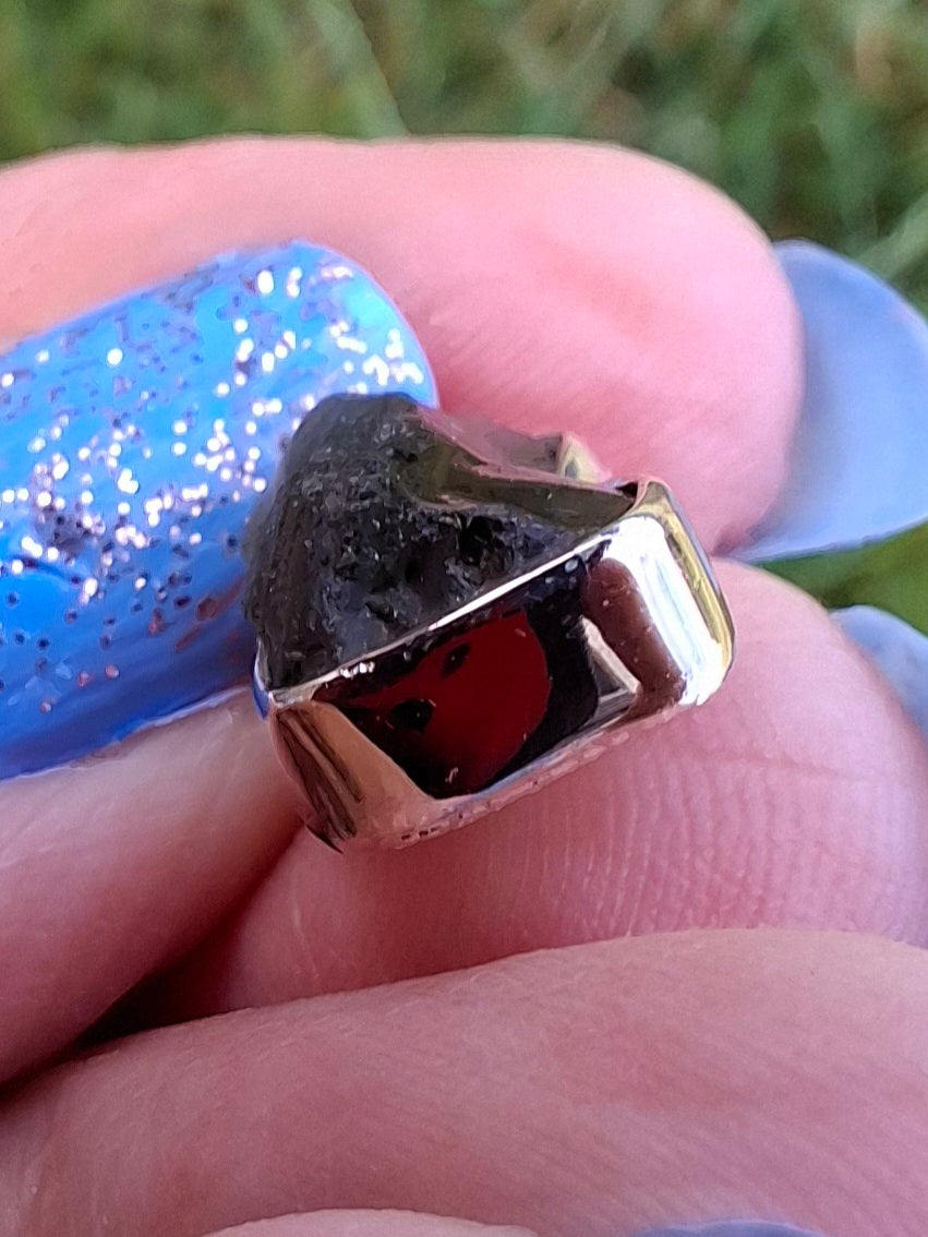 Moldavite Pendant, 925 Silver, Tektite (Ref: P31)
