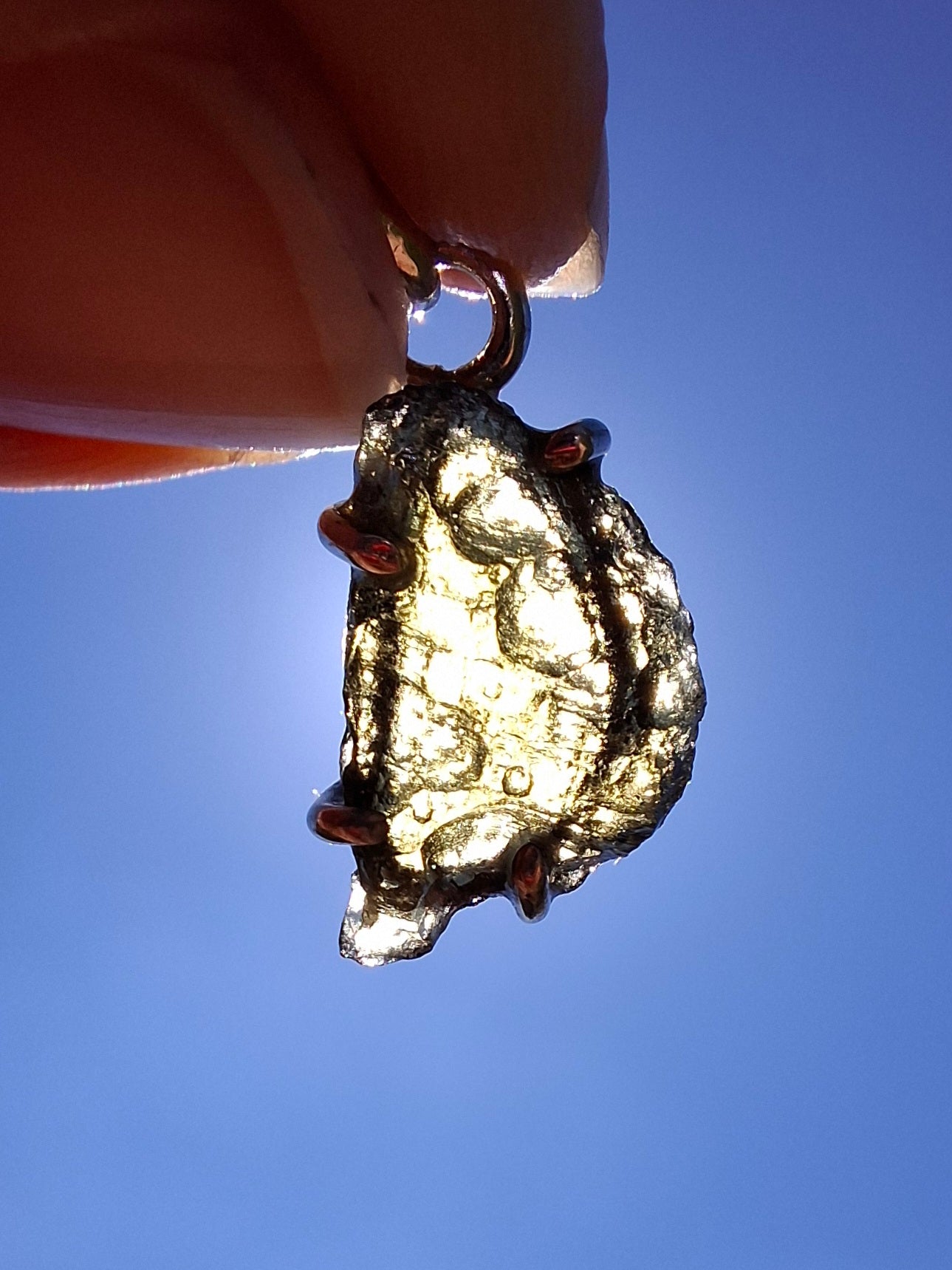 Moldavite Claw Pendant, 925 Silver, Tektite (Ref: P27)