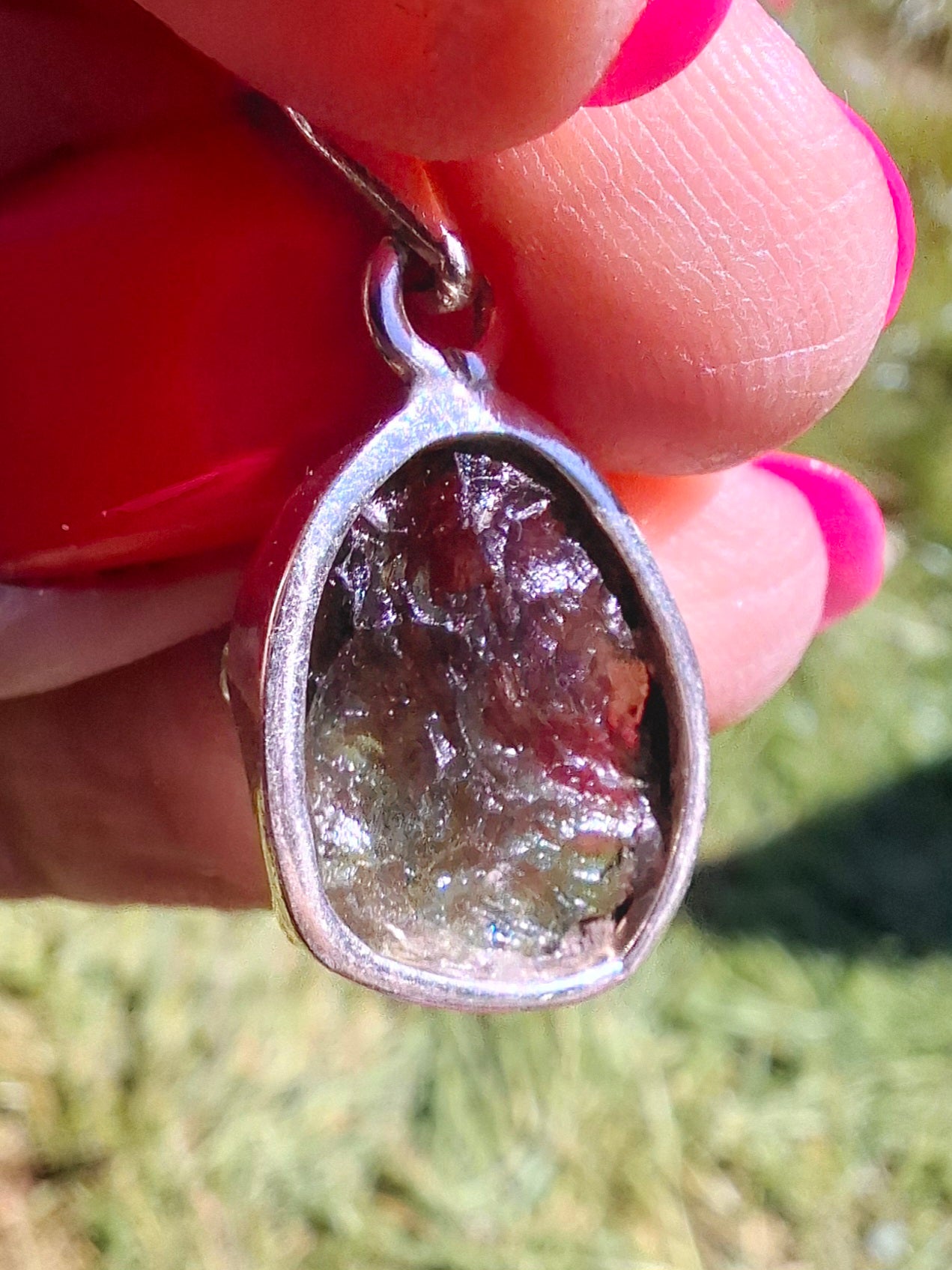 Moldavite Pendant, 925 Silver, Tektite (Ref: P441)