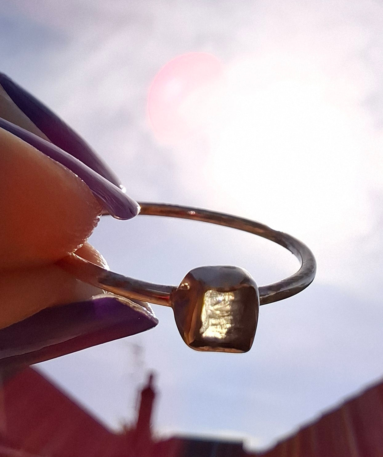 Moldavite Ring, size large R/small S, 925 Silver, Tektite (Ref: R65)
