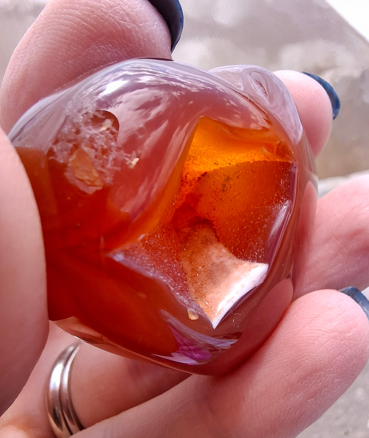 Druzy Carnelian Heart, Crystal (Ref: DCH1)