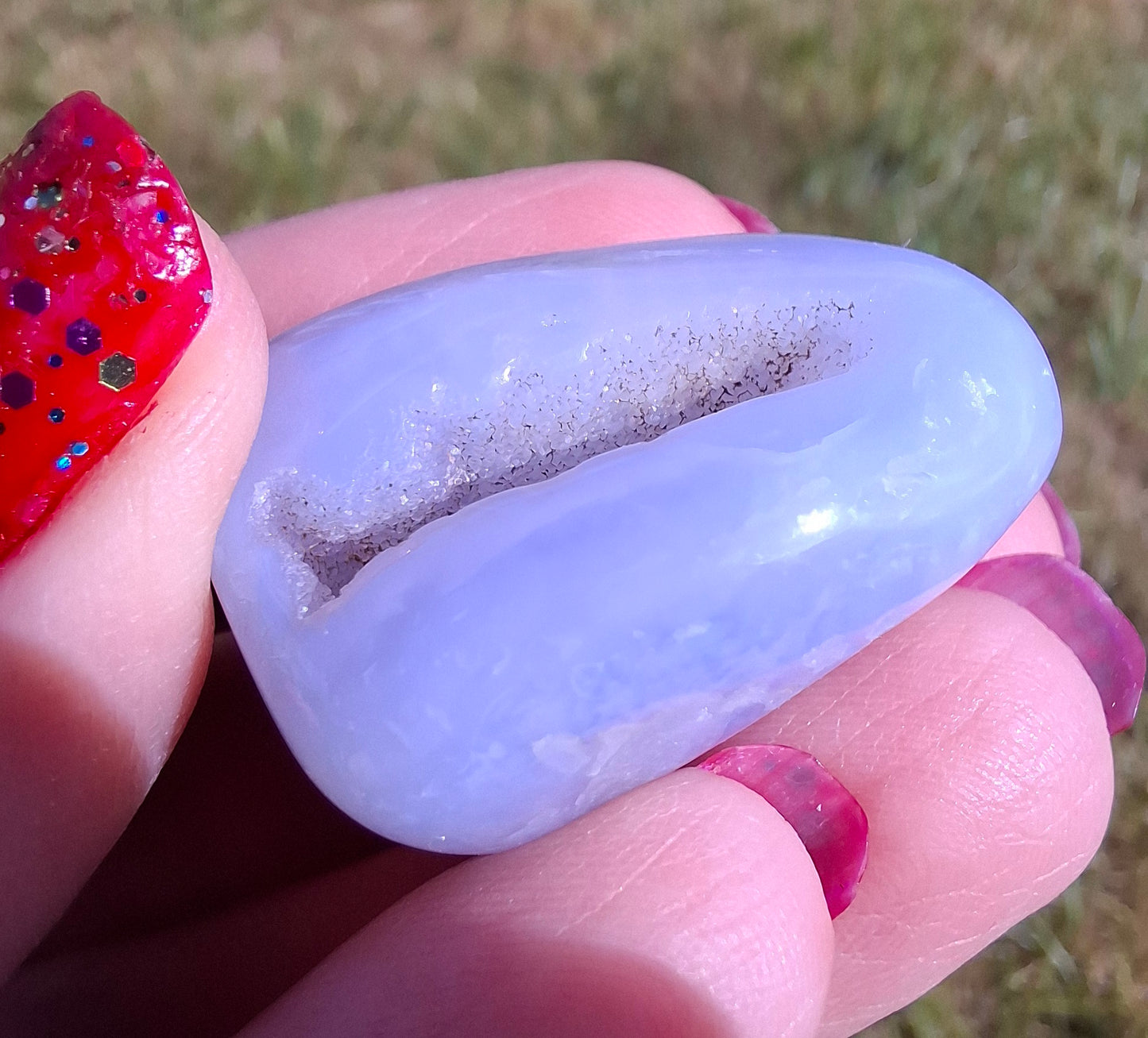 Blue Lace Agate, Tumble Stone, Crystal (Ref: T138)
