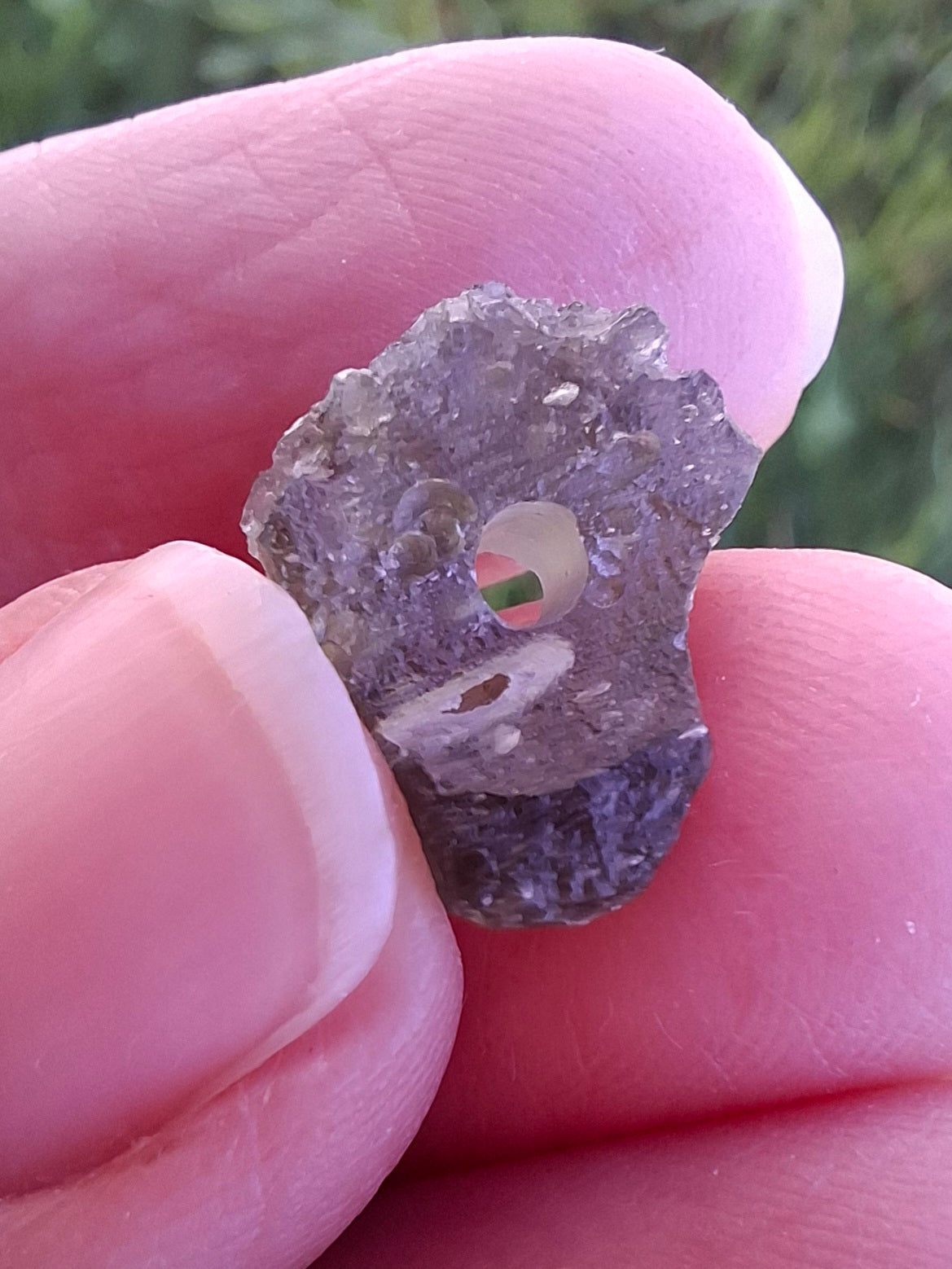 DRILLED Moldavite Piece, 1g, Tektite (Ref: D12)