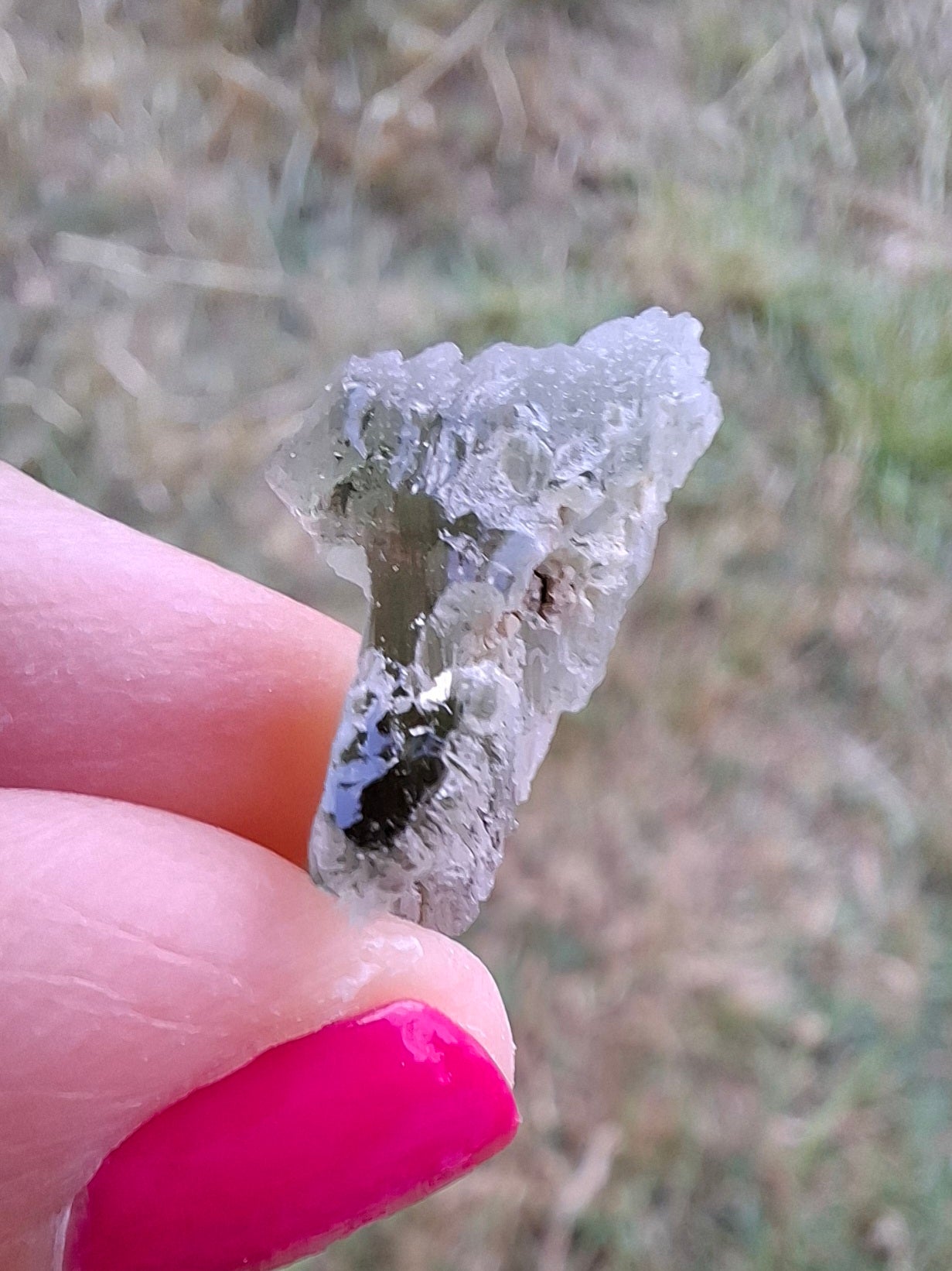 Moldavite Piece, SNOWFLAKE, FROSTED, BRUSNA, 0.92g, Tektite (Ref: 1499)