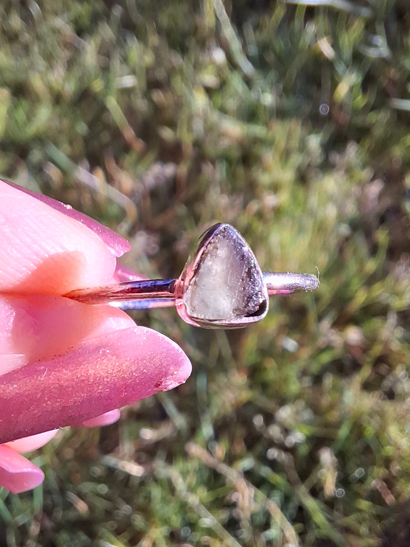 Moldavite Ring, size large R/small S, 925 Silver, Tektite (Ref: R67)