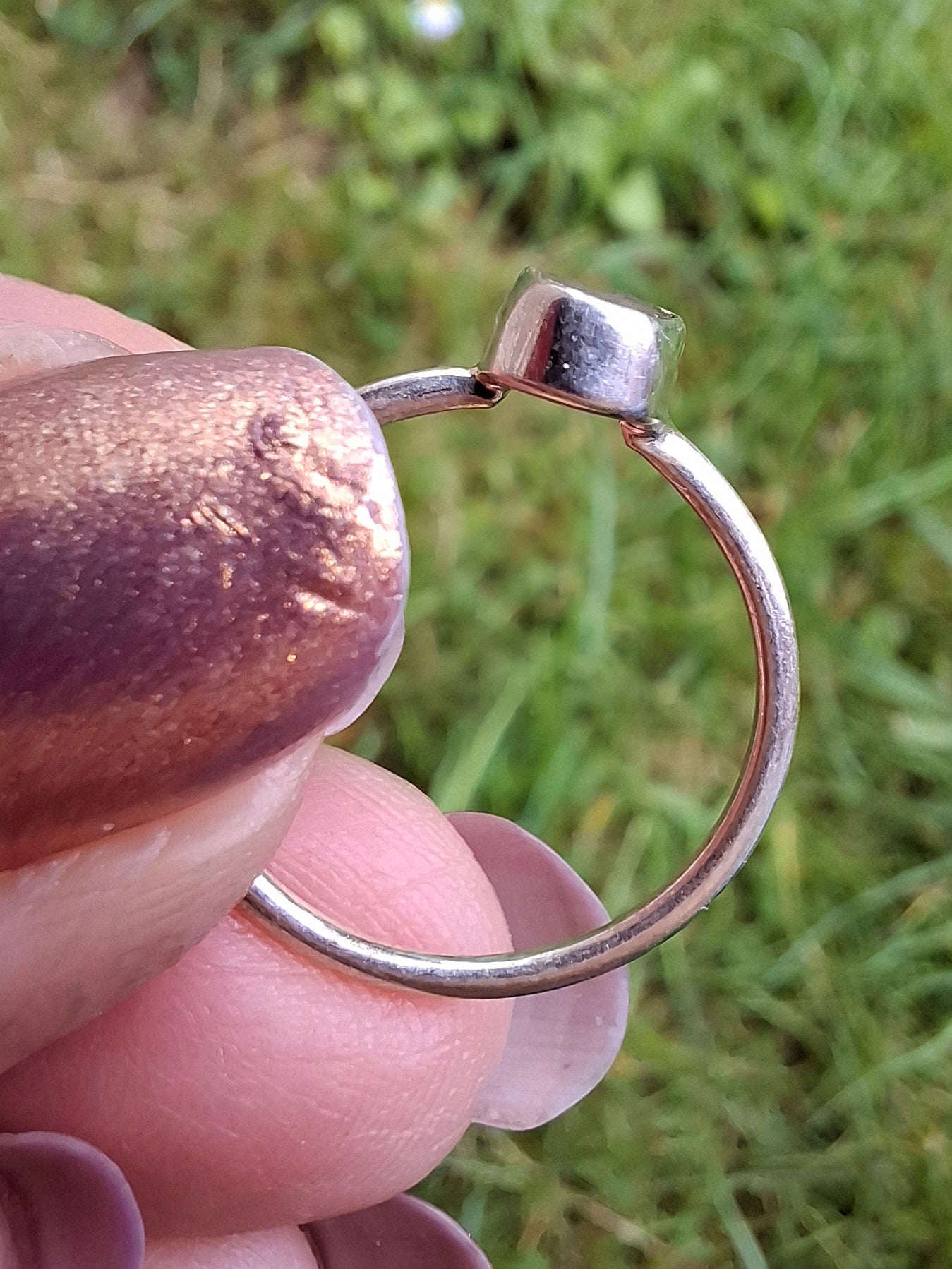 Moldavite Ring, size small L, 925 Silver, Tektite (Ref: R63)
