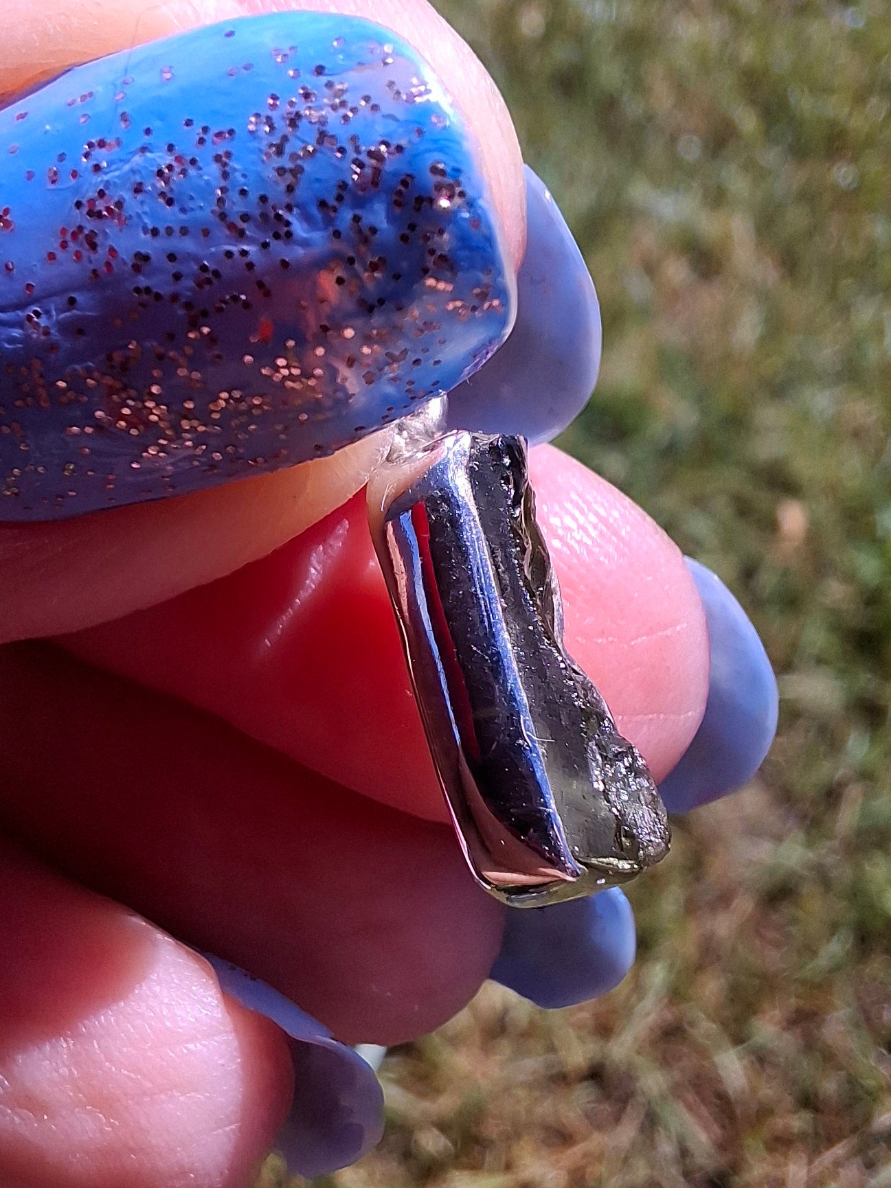 Moldavite Pendant, 925 Silver, Tektite (Ref: P77)