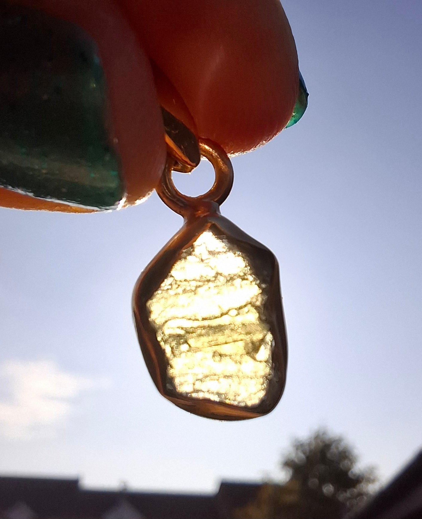 Moldavite Pendant, 14K GOLD Plated, Tektite (Ref: P447)
