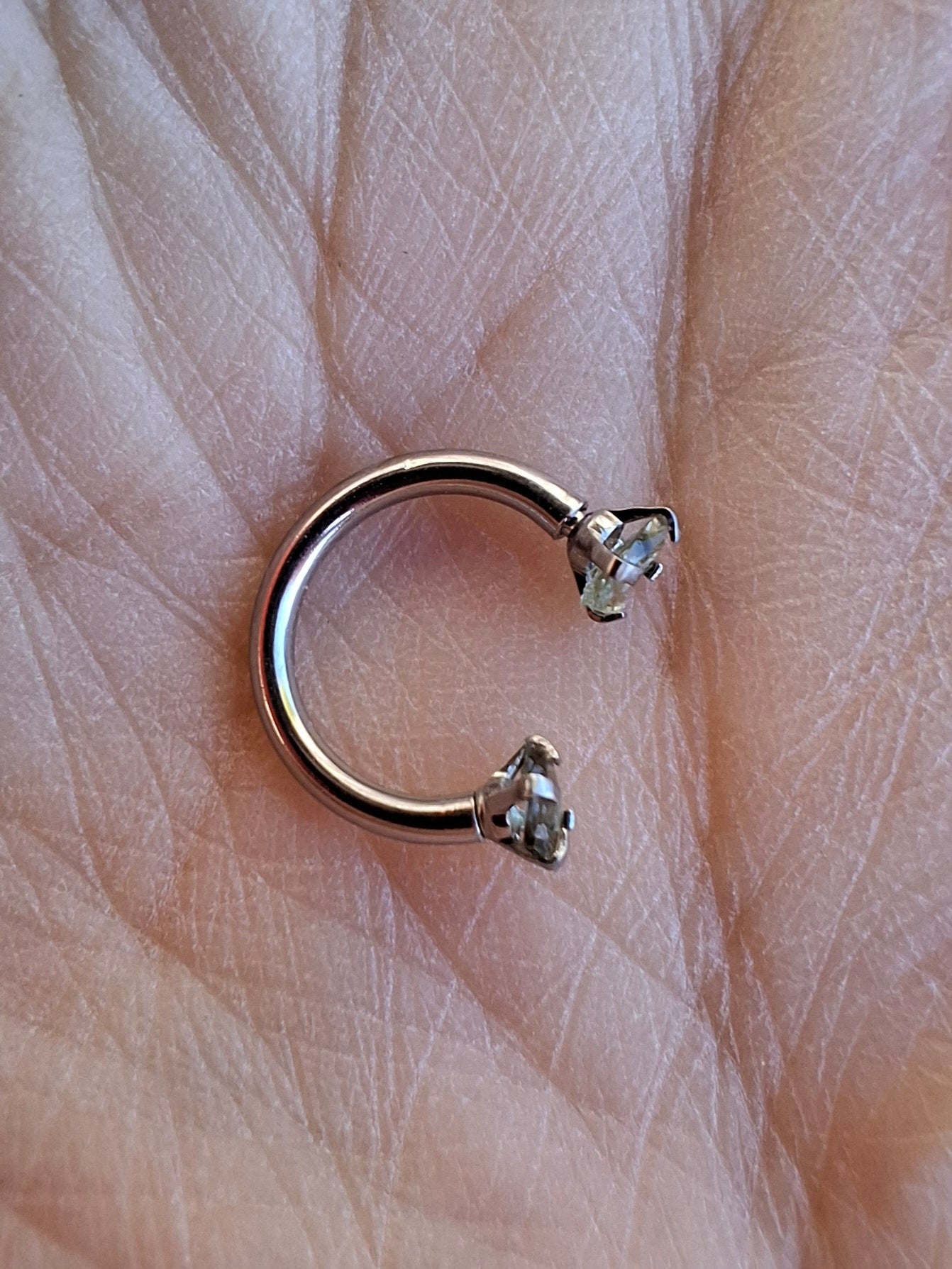 Moldavite (raw) HORSESHOE SEPTUM RING, 16G, Surgical Steel, Tektite (Ref: S1)
