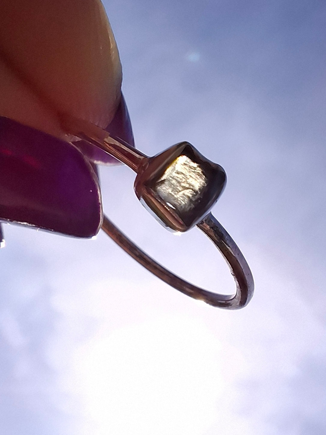 Moldavite Ring, size large R/small S, 925 Silver, Tektite (Ref: R65)