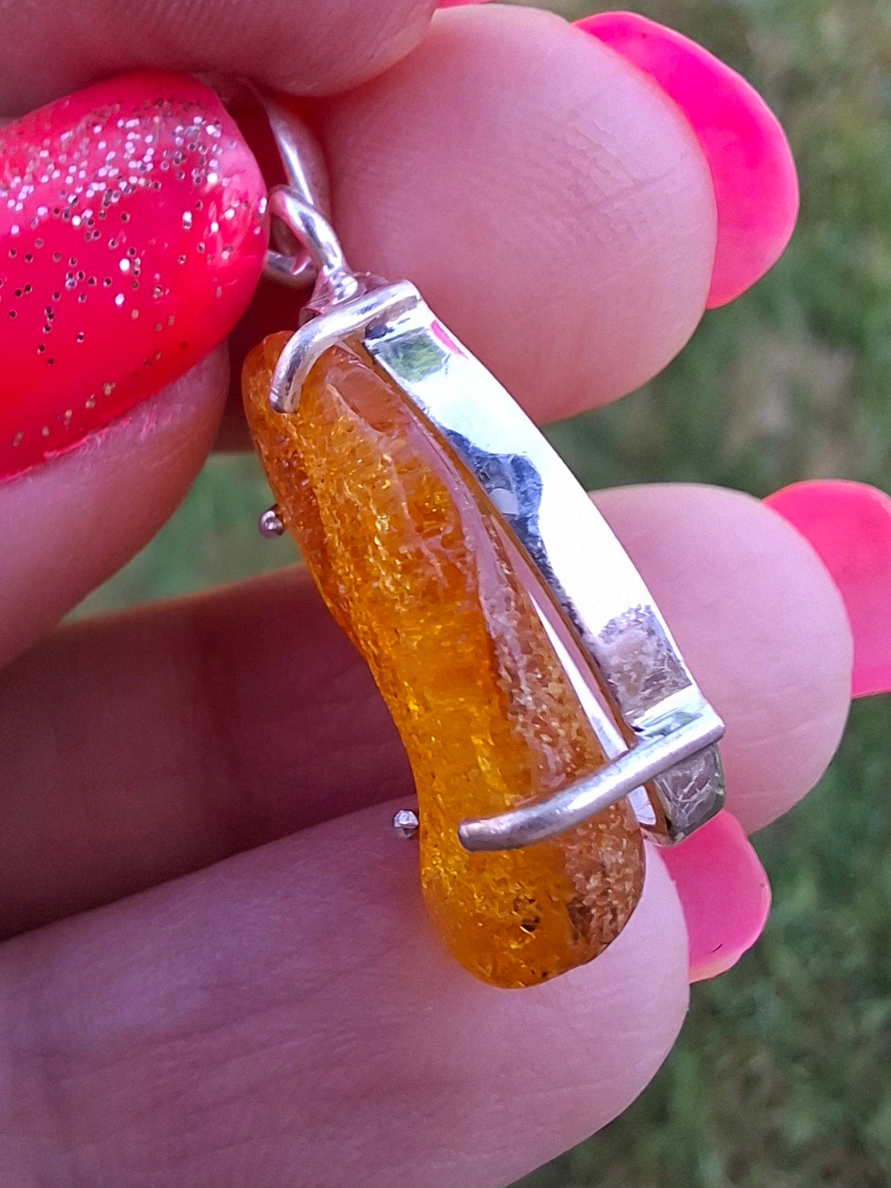 Baltic Amber Pendant, 925 Silver, Fossil (Ref: AP11)