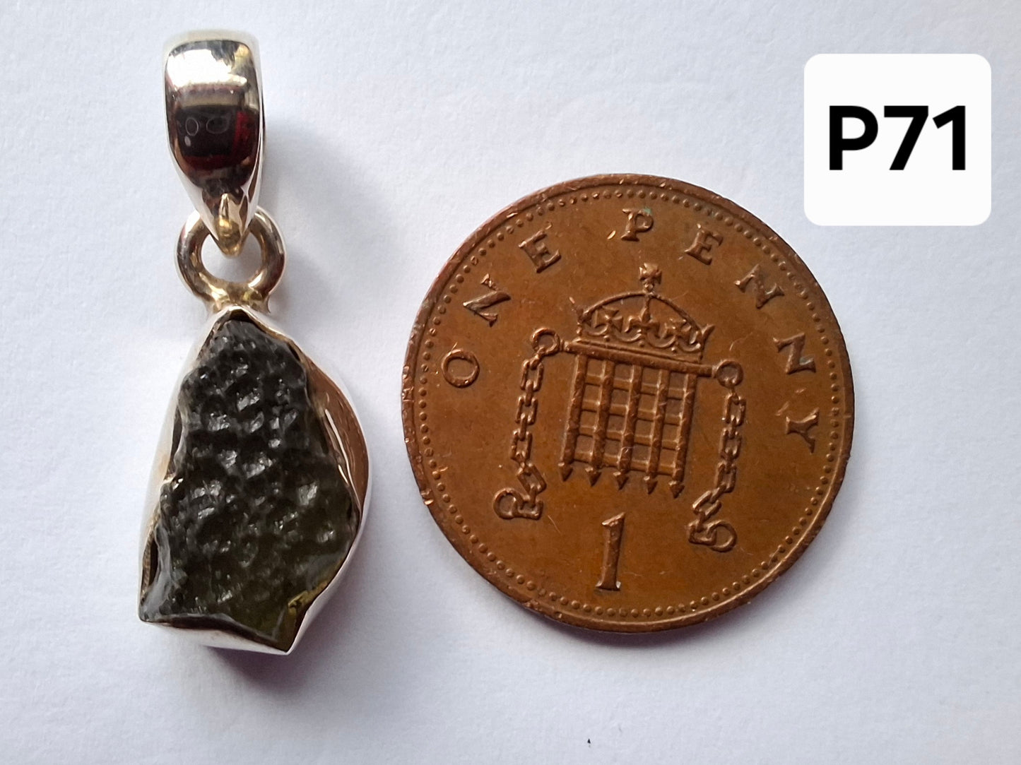 Moldavite Pendant, 925 Silver, Tektite (Ref: P71)