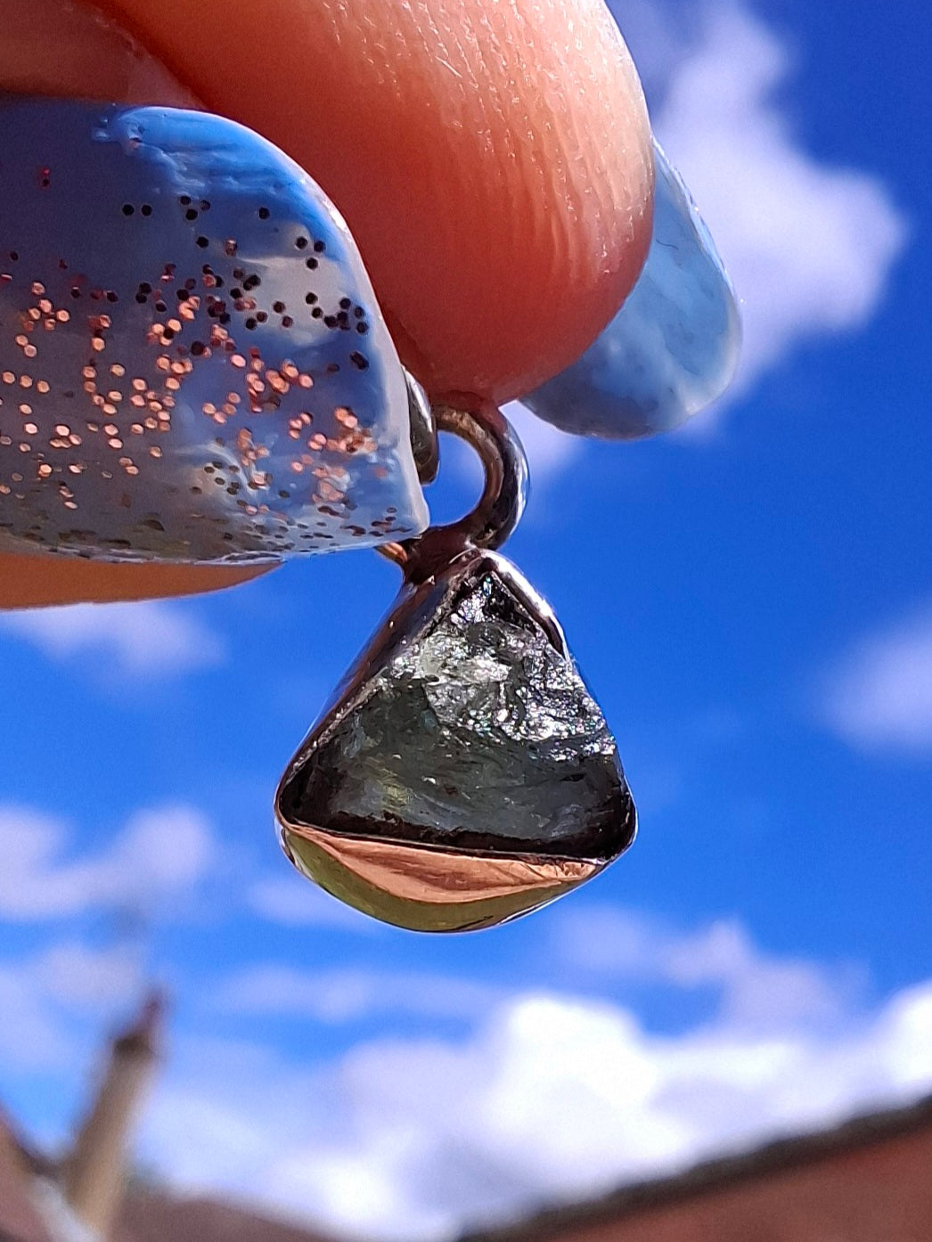 Moldavite Pendant, 925 Silver, Tektite (Ref: P83)