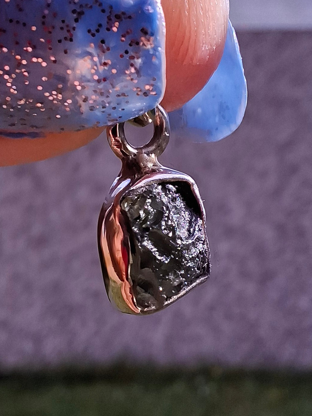 Moldavite Pendant, 925 Silver, Tektite (Ref: P61)