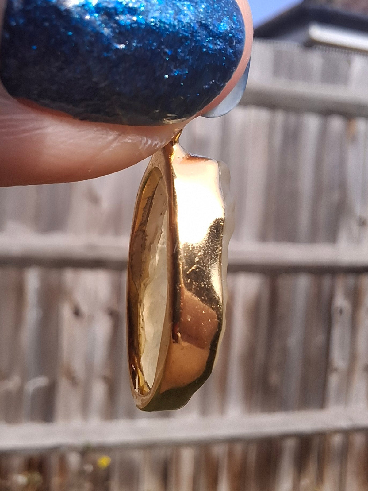 Libyan Desert Glass Pendant, 14K GOLD Plated, Tektite (Ref: LP124)