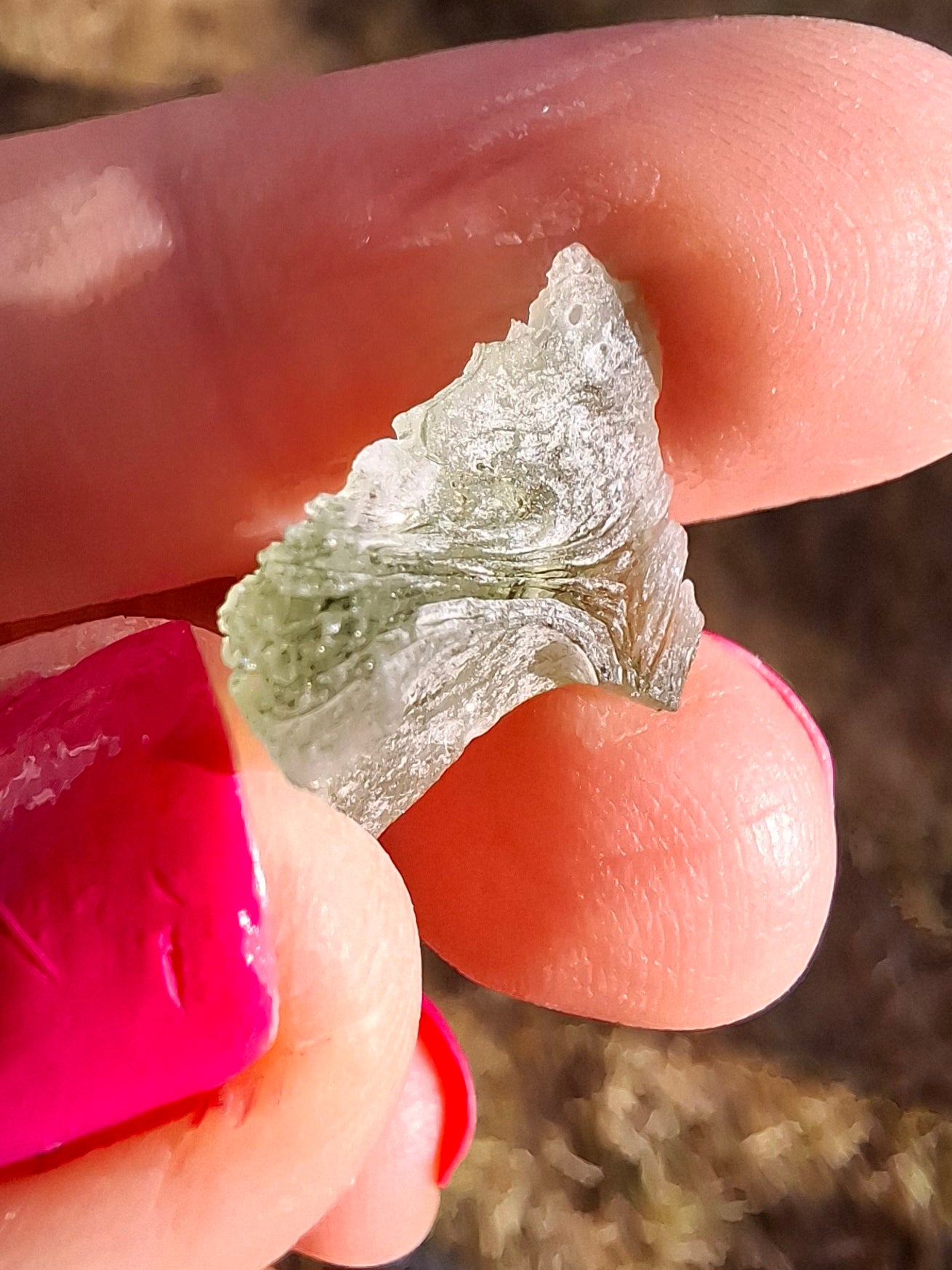 Moldavite Piece, SNOWFLAKE, FROSTED, BRUSNA, 0.92g, Tektite (Ref: 1499)