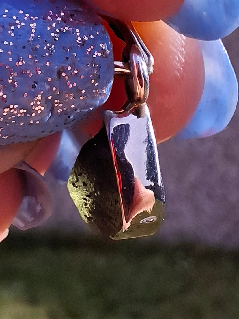 Moldavite Pendant, 925 Silver, Tektite (Ref: P59)