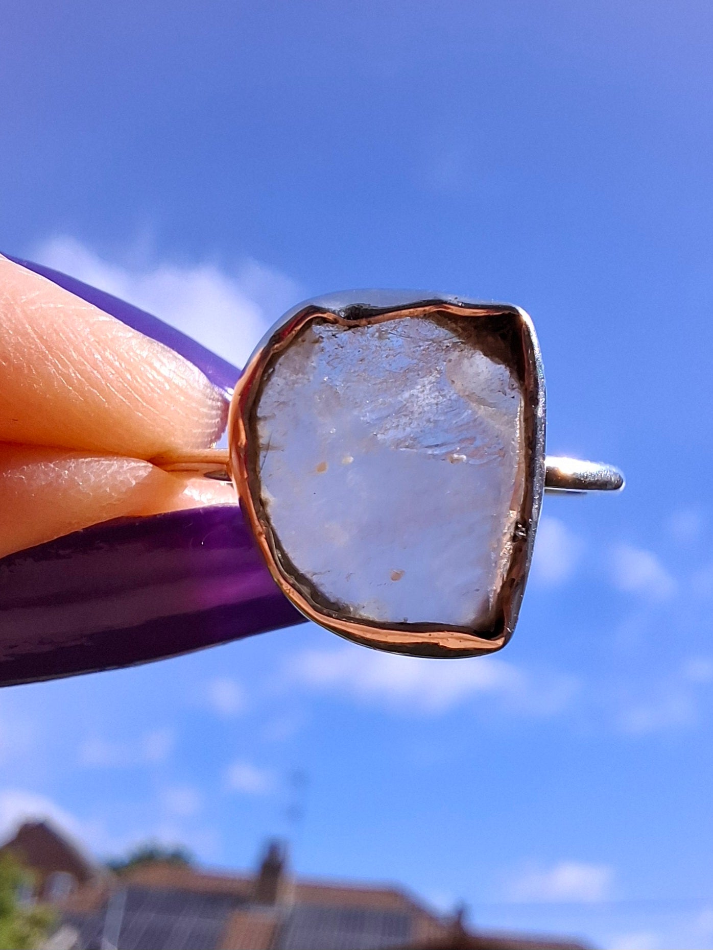 Libyan Desert Glass Ring, size large U, 925 Silver, Tektite (Ref: LR53)