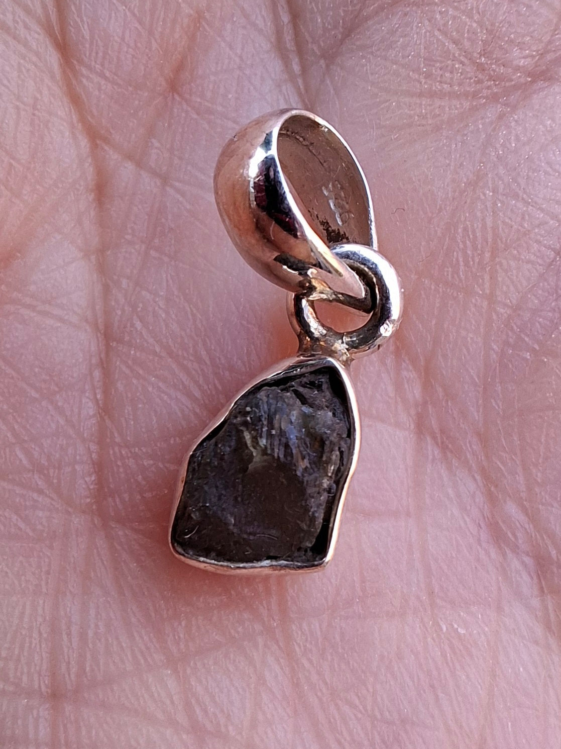 Moldavite Piece, 925 Silver, Tektite (Ref: P54)