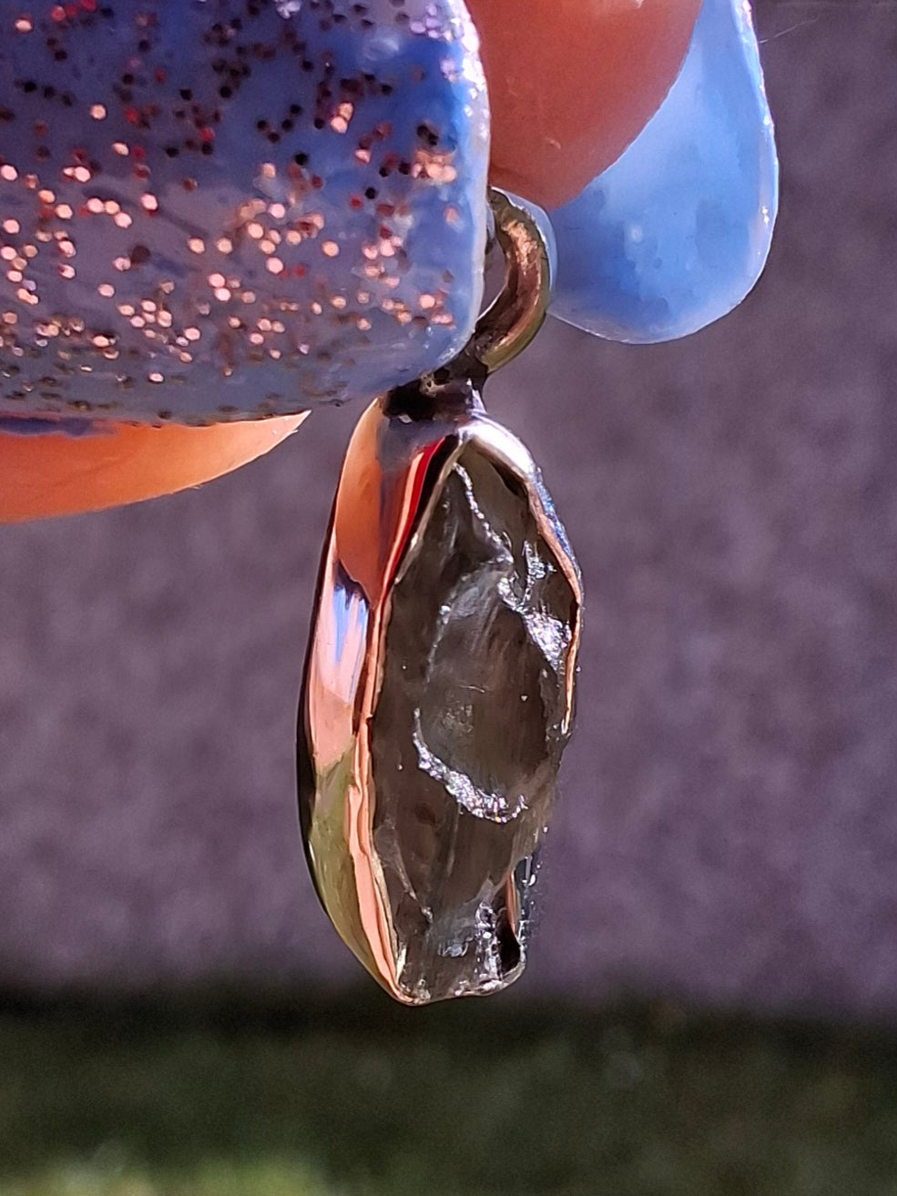 Moldavite Pendant, 925 Silver, Tektite (Ref: P48)