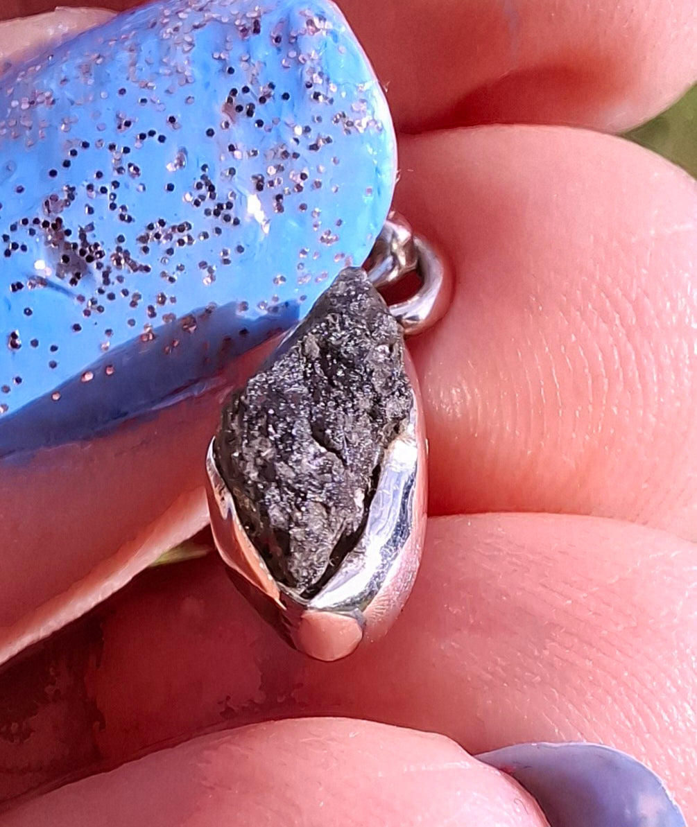 Moldavite Pendant, 925 Silver, Tektite (Ref:P41)
