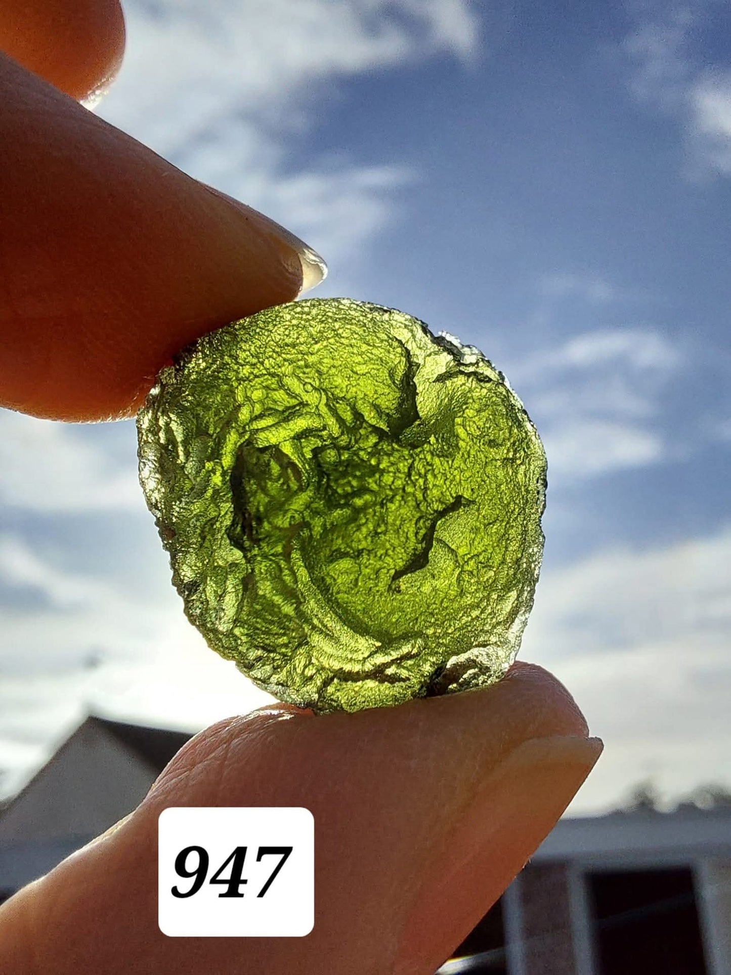 Moldavite Piece, NESMEN,  5.48g, Tektite (Ref: 947)