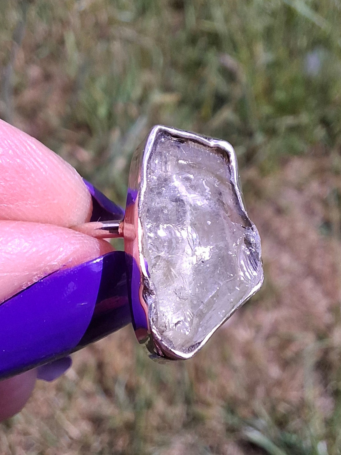 Libyan Desert Glass Ring, size large P, 925 Silver, Tektite (Ref: LR33)