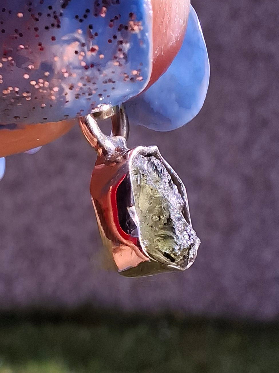 Moldavite Pendant, 925 Silver, Tektite (Ref: P49)