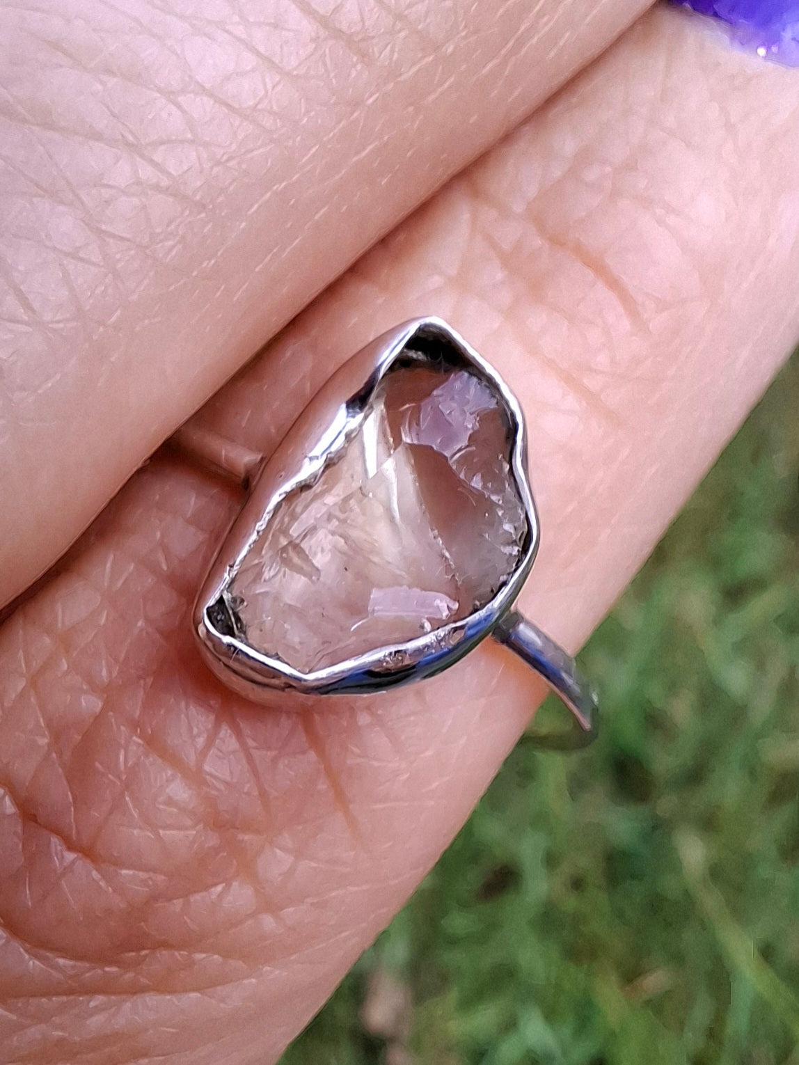 Libyan Desert Glass Ring, size large W, 925 Silver, Tektite (Ref: LR63)