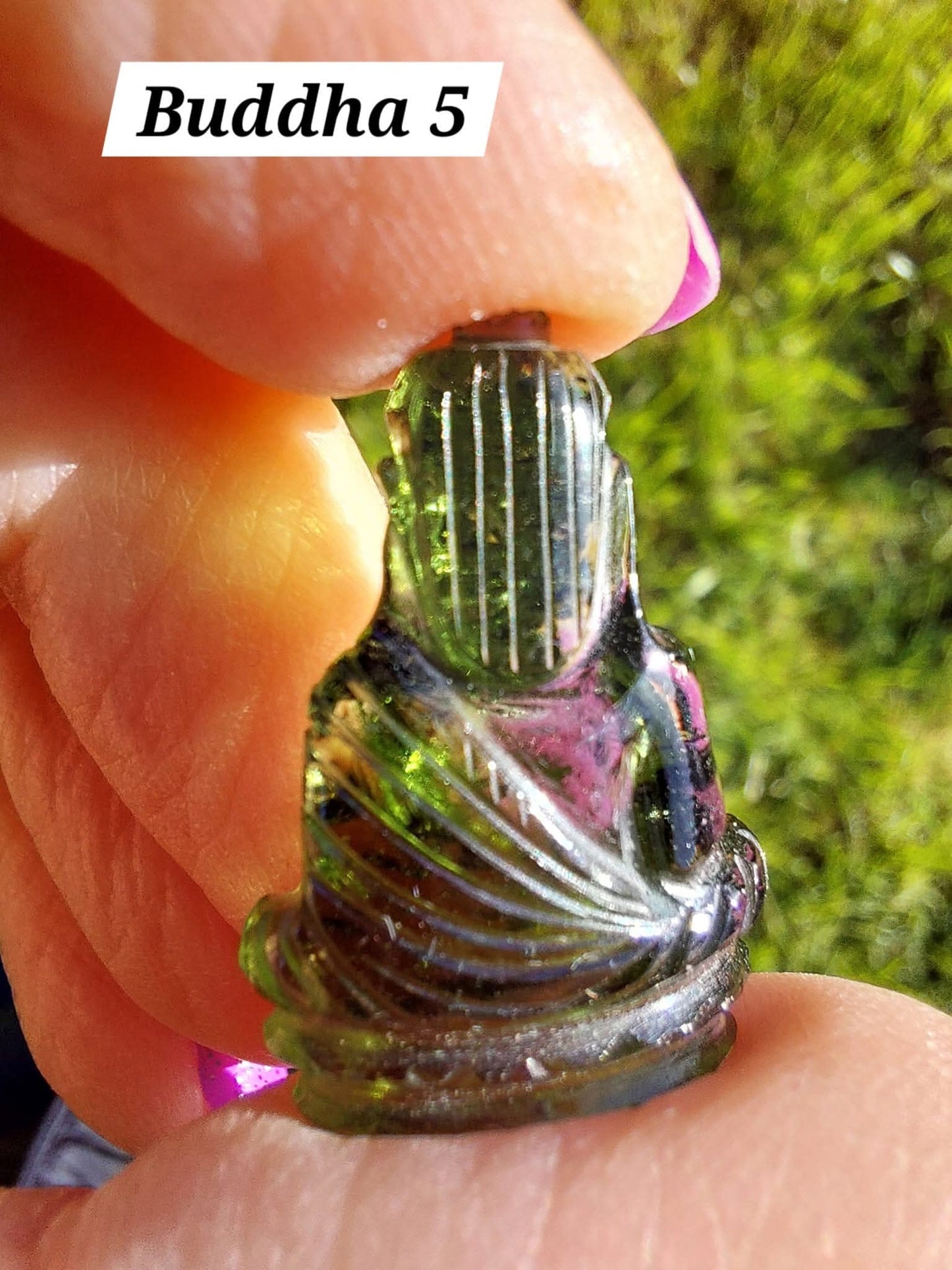 Moldavite BUDDHA Carving, 3.00g, Tektite (Ref: Buddha5)