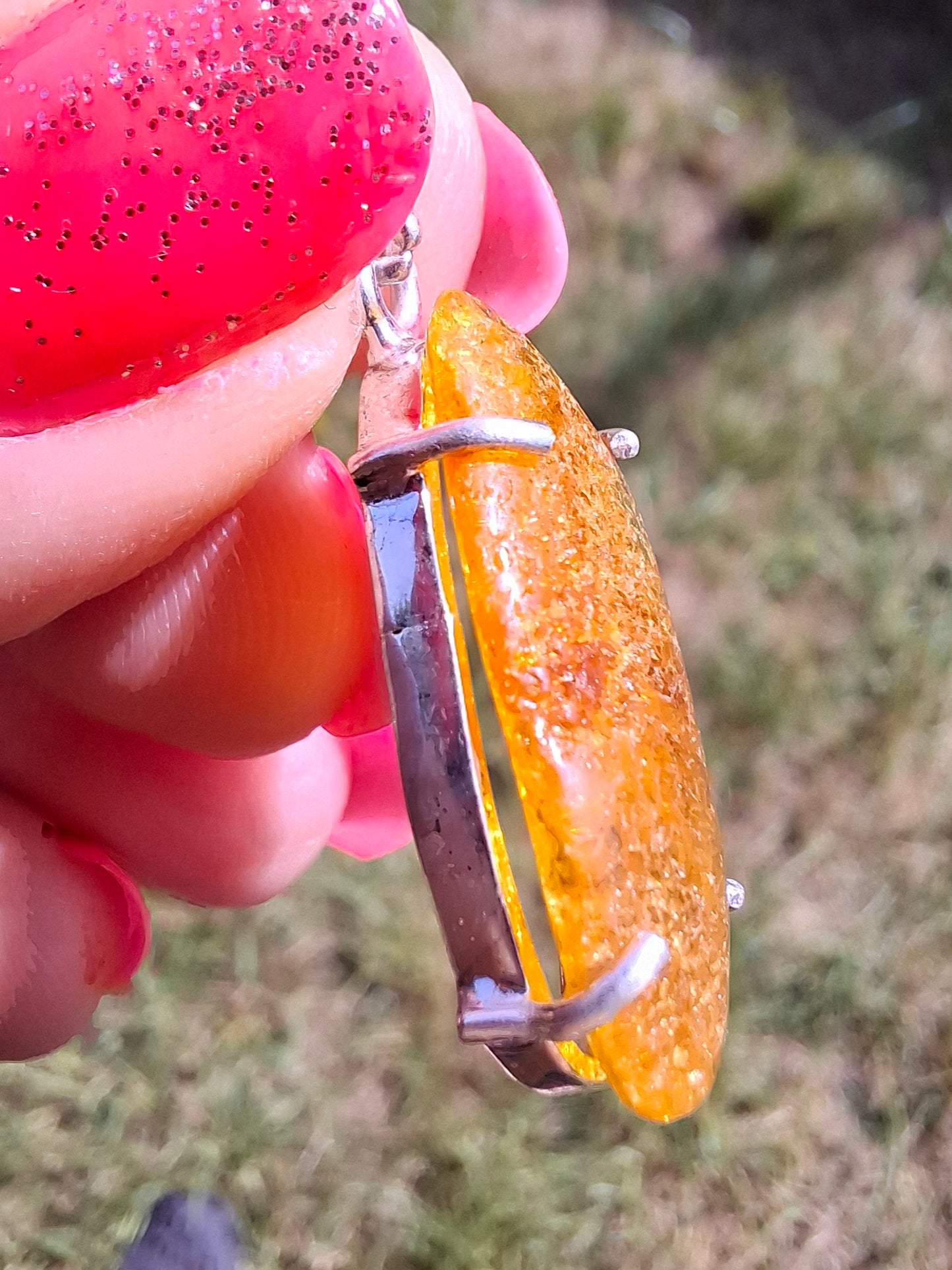 Baltic Amber Pendant, 925 Silver, Fossil (Ref: AP12)