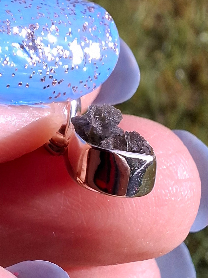 Moldavite Pendant, 925 Silver, Tektite (Ref: P47)