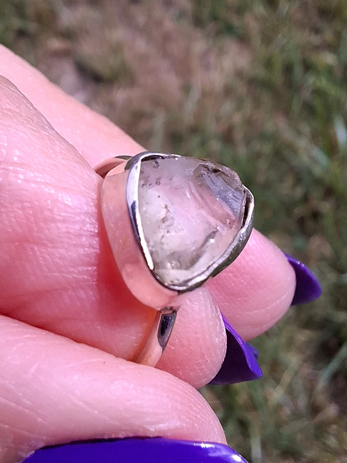Libyan Desert Glass Ring, size large G, 925 Silver, Tektite (Ref: LR3)