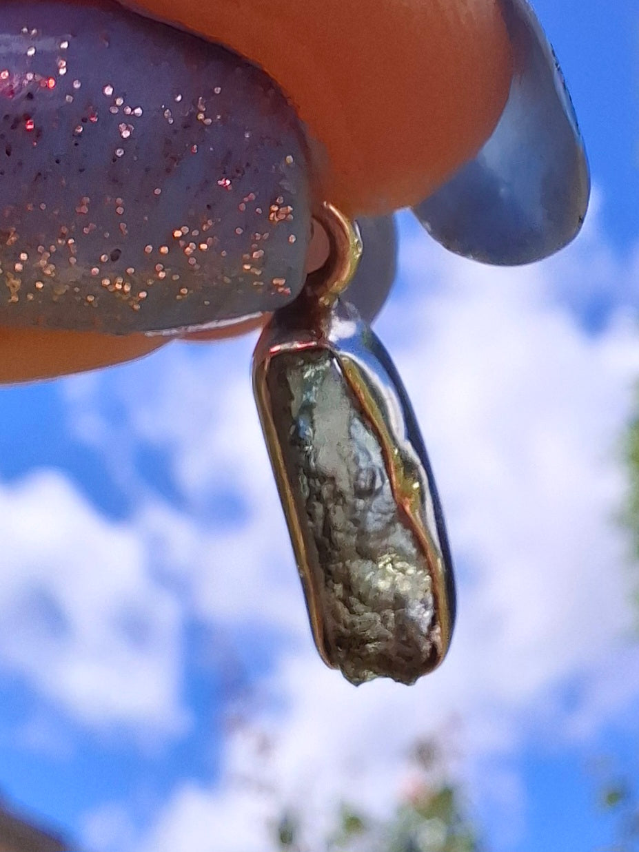Moldavite Pendant, 925 Silver, Tektite (Ref: P77)