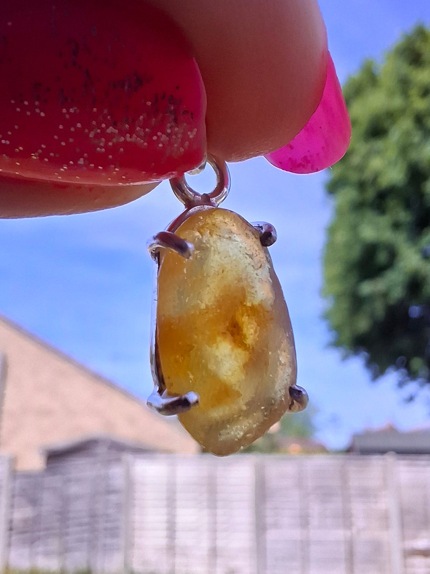 Baltic Amber Pendant, 925 Silver, Fossil (Ref: AP23)