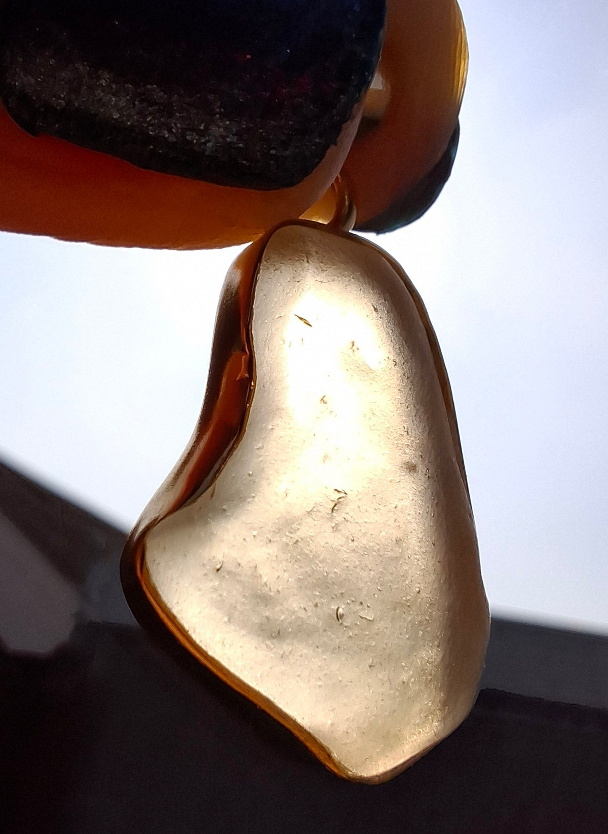 Libyan Desert Glass Pendant, 14K GOLD Plated, Tektite (Ref: LP120)