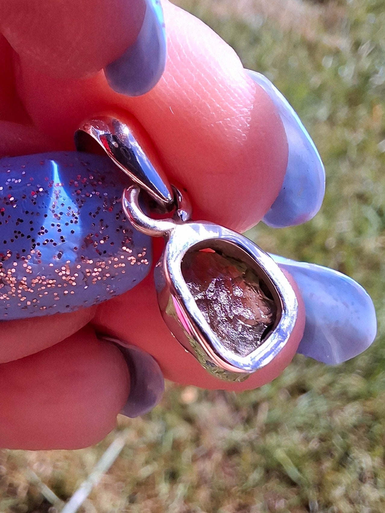Moldavite Pendant, 925 Silver, Tektite (Ref: P86)