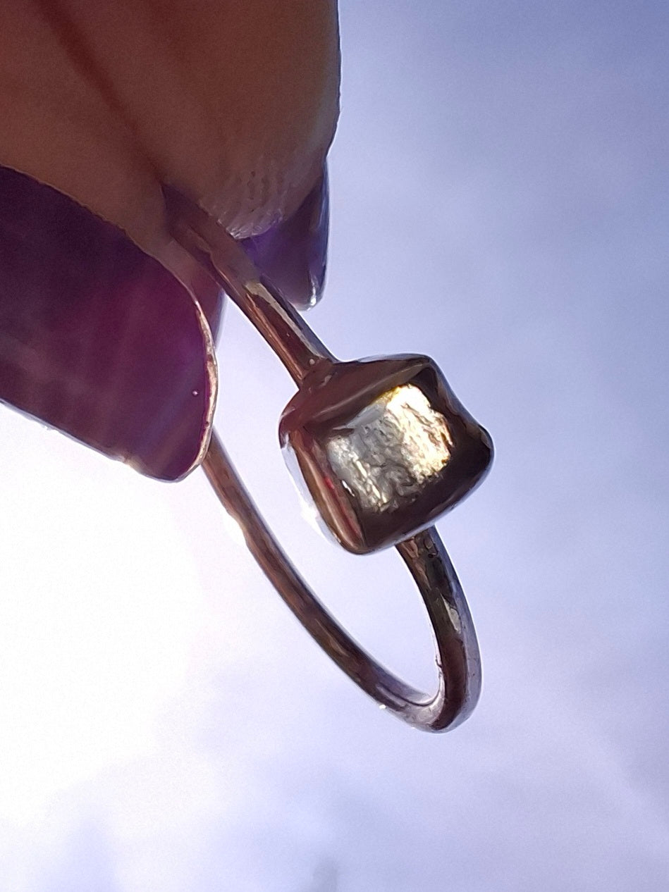 Moldavite Ring, size large R/small S, 925 Silver, Tektite (Ref: R65)