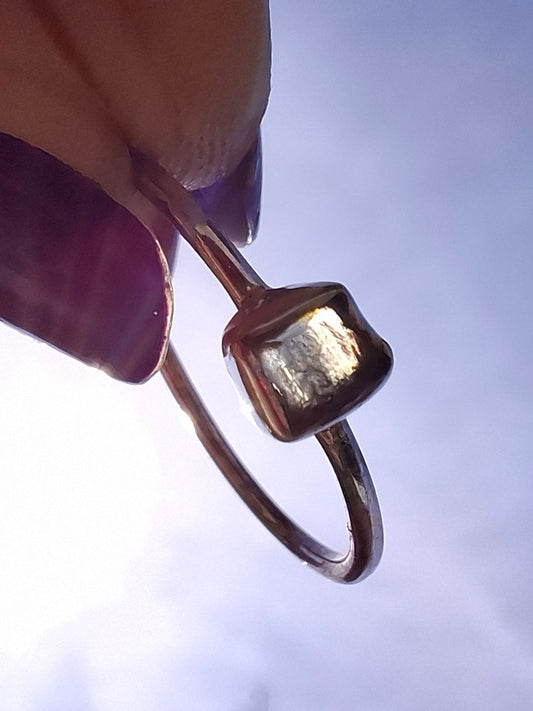 Moldavite Ring, size large R/small S, 925 Silver, Tektite (Ref: R65)