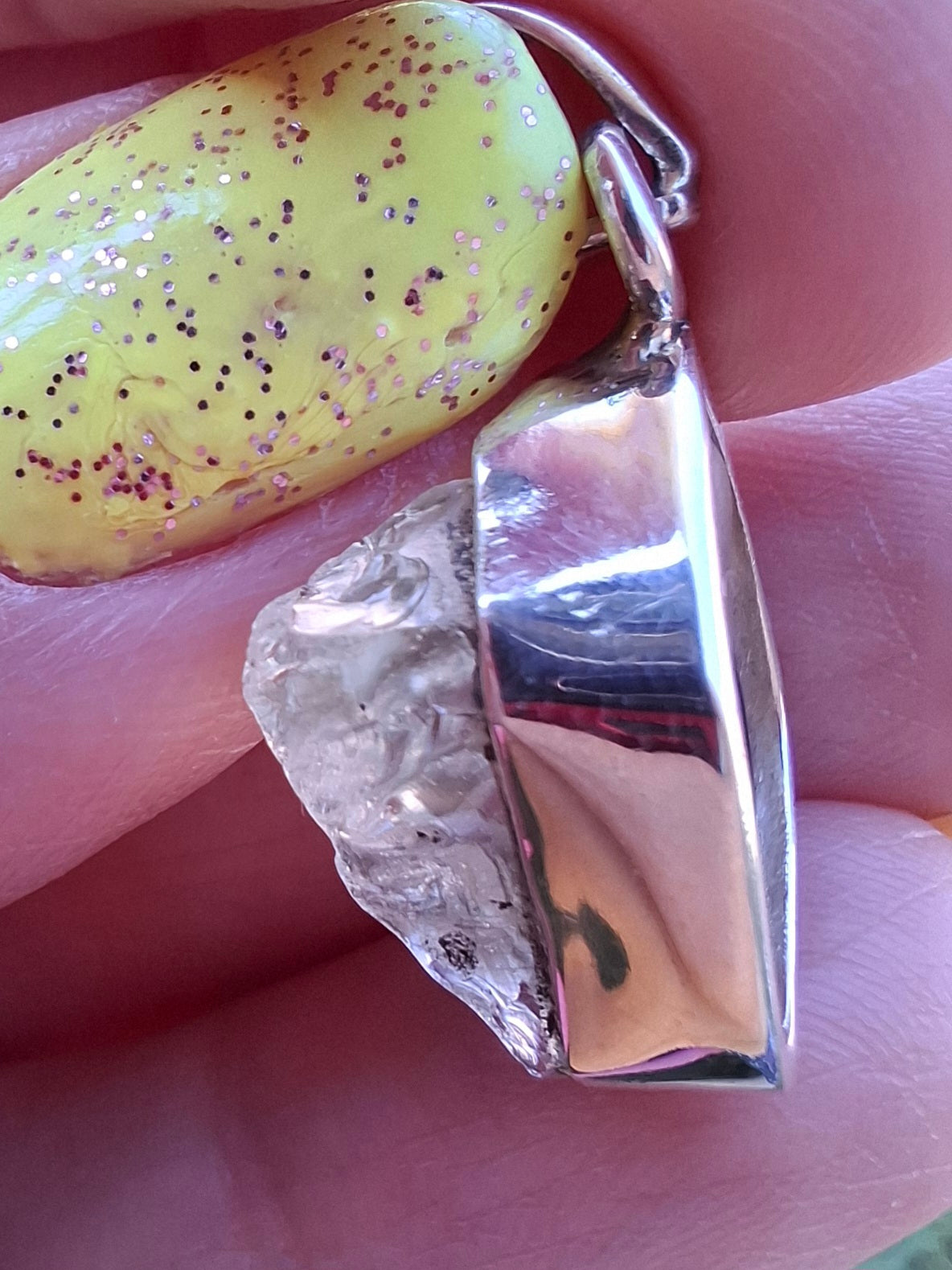 Libyan Desert Glass Pendant, 925 Silver, Tektite (Ref: LP113)