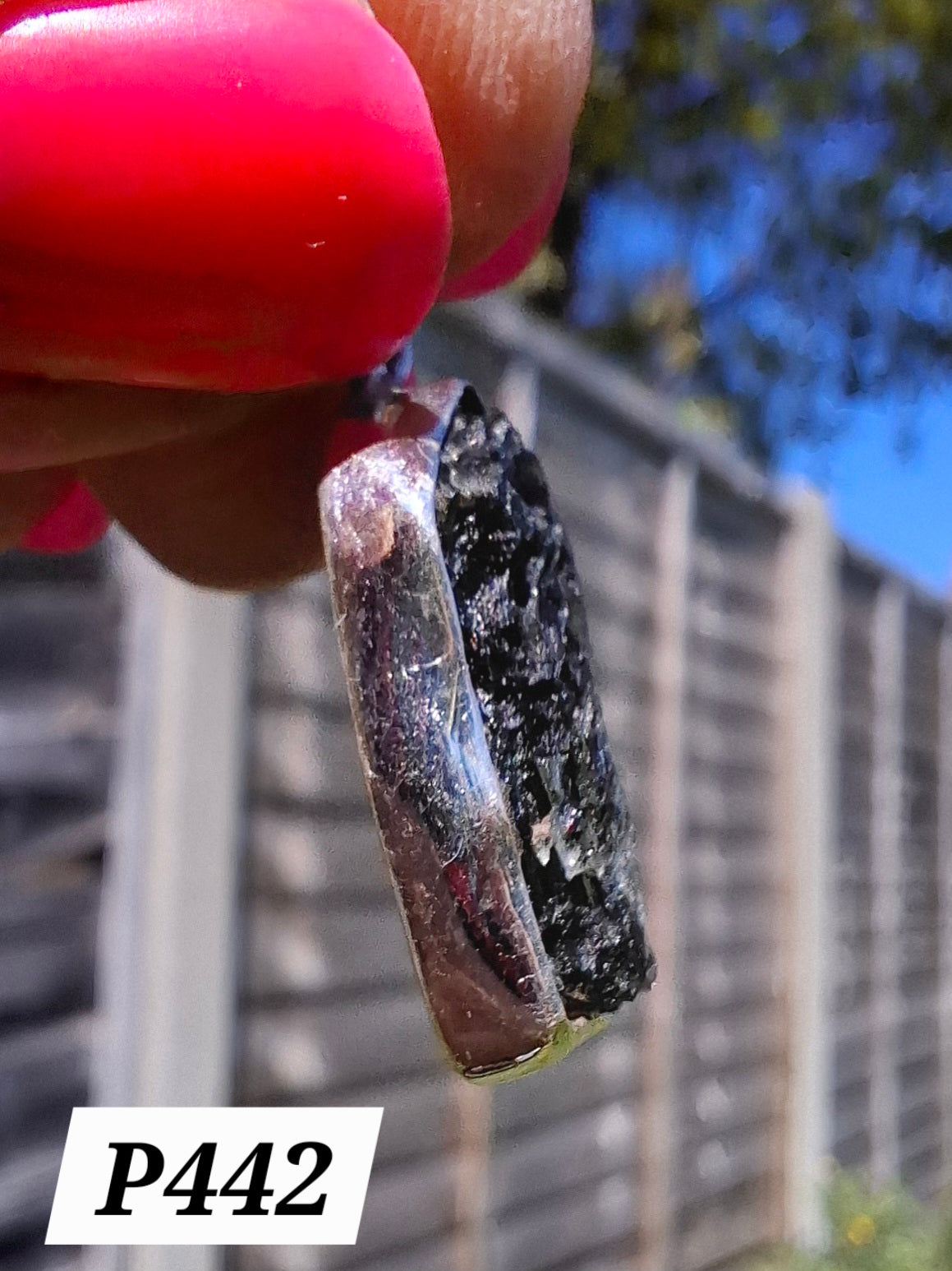 Moldavite Pendant, 925 Silver, Tektite (Ref: P442)